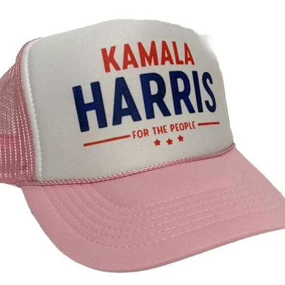 Kamala Harris 2024 Trucker Hat Democrat Liberal Pink For The People Election Cap - Picture 1 of 3